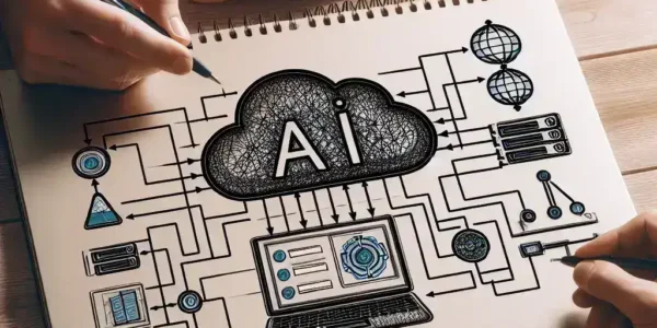 "ノートPCで構築したローカルAIサーバーのデモイメージ。クラウドとローカル環境の使い分けを説明するための視覚資料。AIサーバー設定プロセスの重要なステップを示しています。"