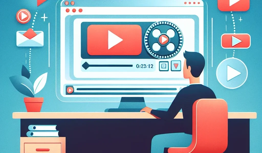 "安全で効率的なYouTube動画ダウンロード方法を解説するガイドのイメージ。YouTubeロゴとダウンロードアイコンが表示されたパソコン画面。"